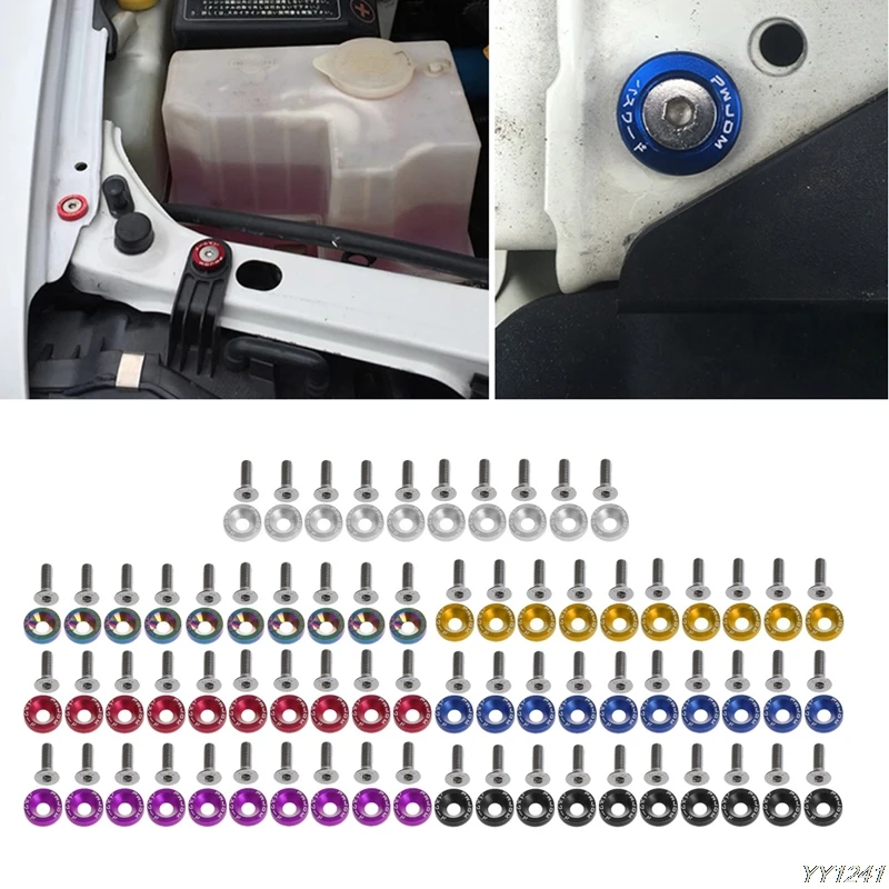 

New Arrive 10Pcs Style Washers Aluminum Screws 6mm For Honda Civic Integra Black Hot