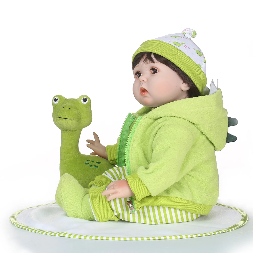 2" Девочка Кукла reborn силиконовые виниловые игрушки детям мигание глаза зеленые зверь+ одеяло кукла bebe жив возрождается младенцы куклы