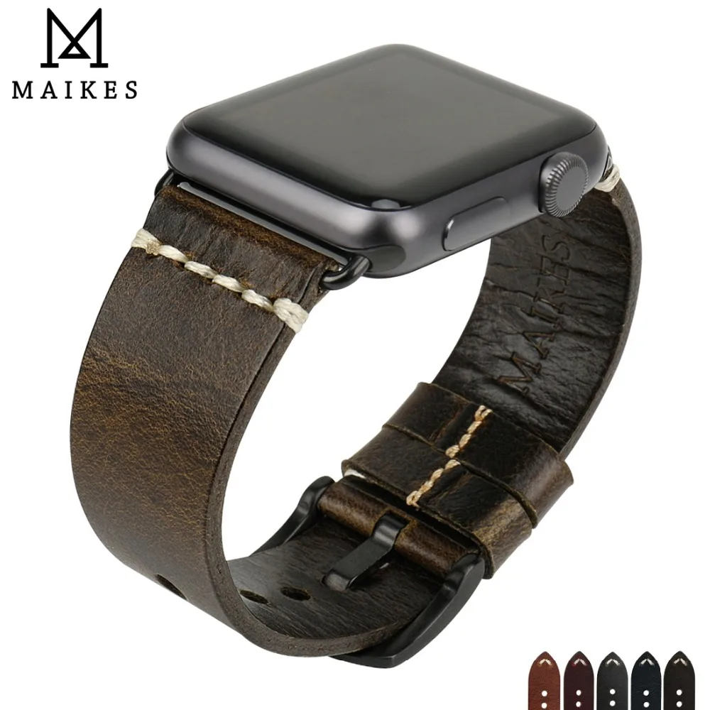 Аксессуары для часов MAIKES из натуральной коровьей кожи браслетов Apple Watch 42 мм 38