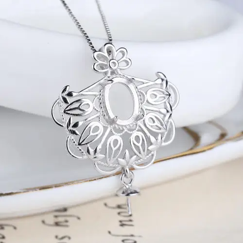 Подвеска женская из серебра 925 пробы с полукреплением для 6x8 мм овального