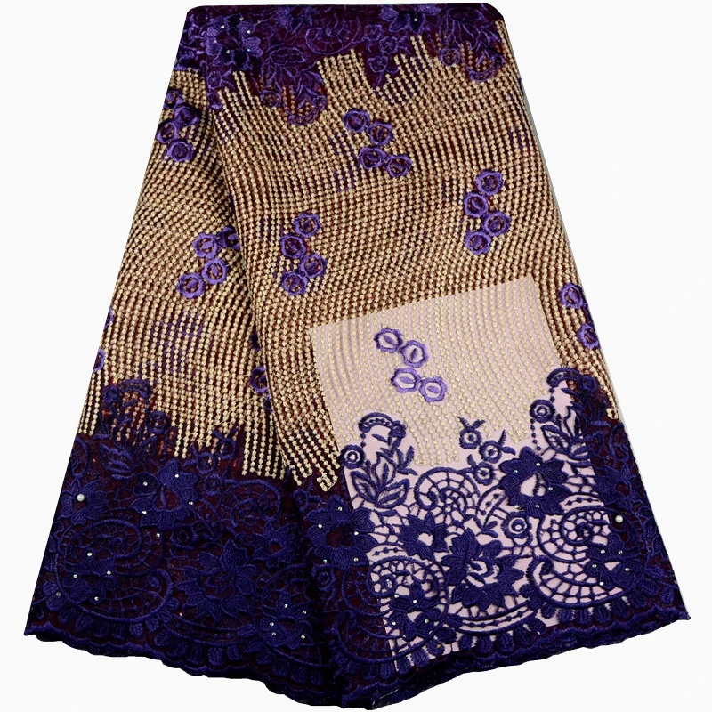 Горячая Распродажа французская Тюлевая кружевная ткань с Стразы для свадебного