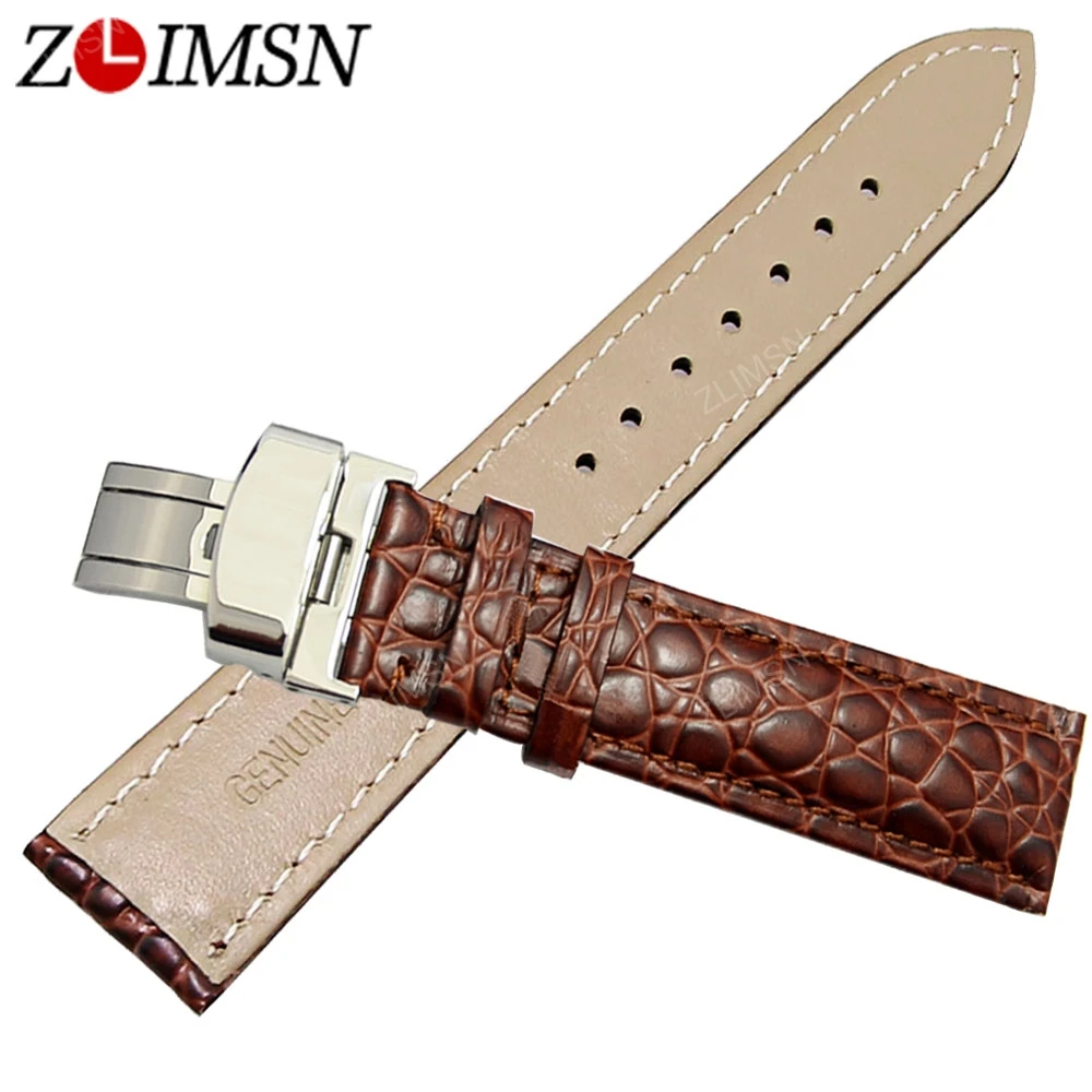 

ZLIMSN Watch Straps Crocodile Grain Genuine Leather Watch Band Strap 18mm 20mm