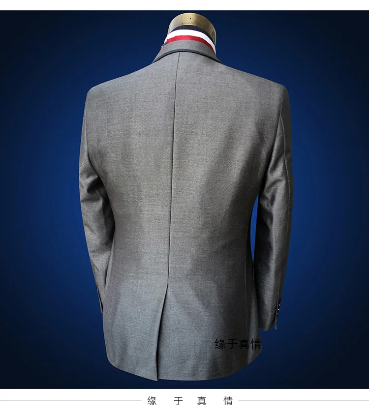 Новый бренд Свадебные Мужские костюмы с вышивкой серые блейзеры приталенные