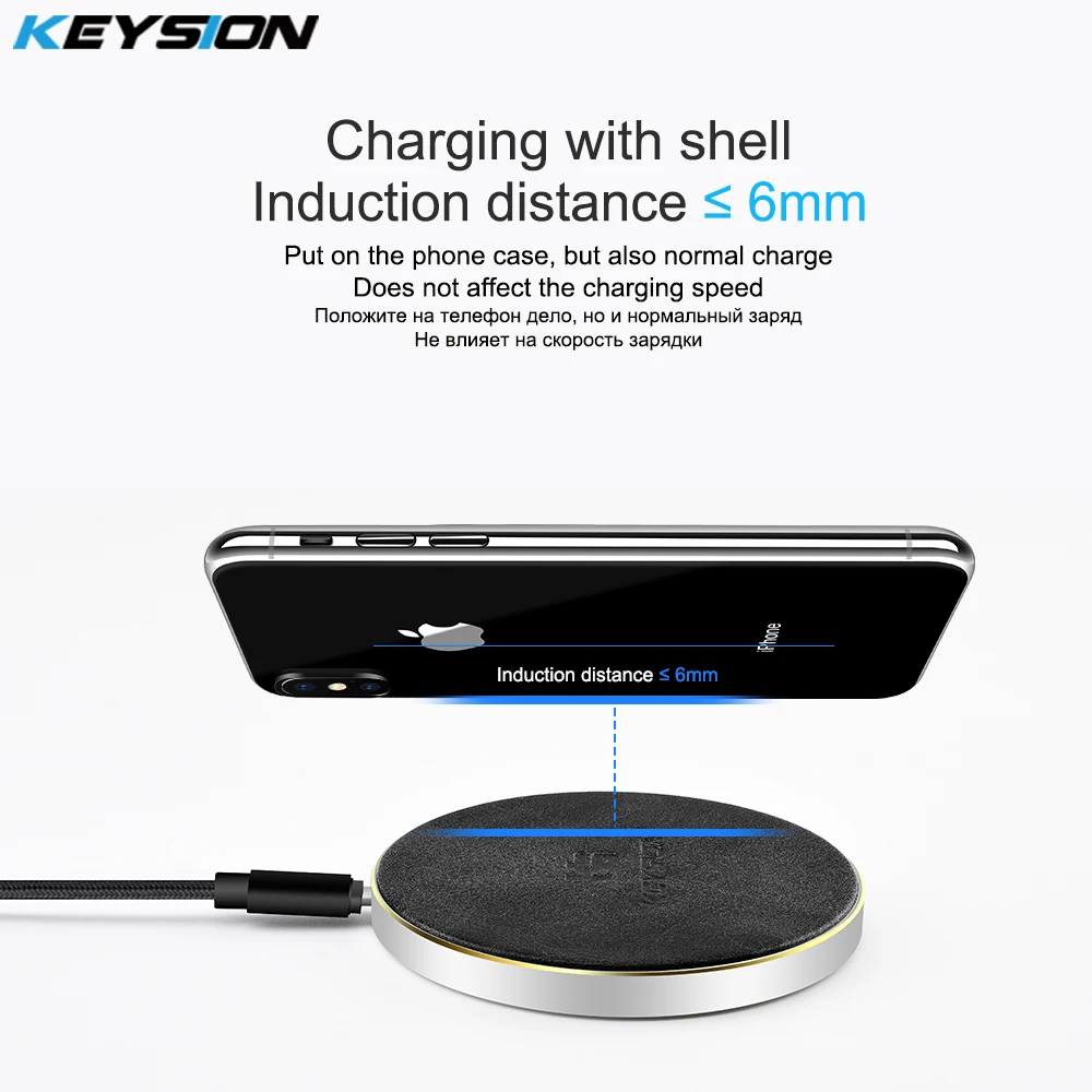 KEYSION 10 8 Вт Qi Быстрое беспроводное зарядное устройство с ЧПУ металлическая
