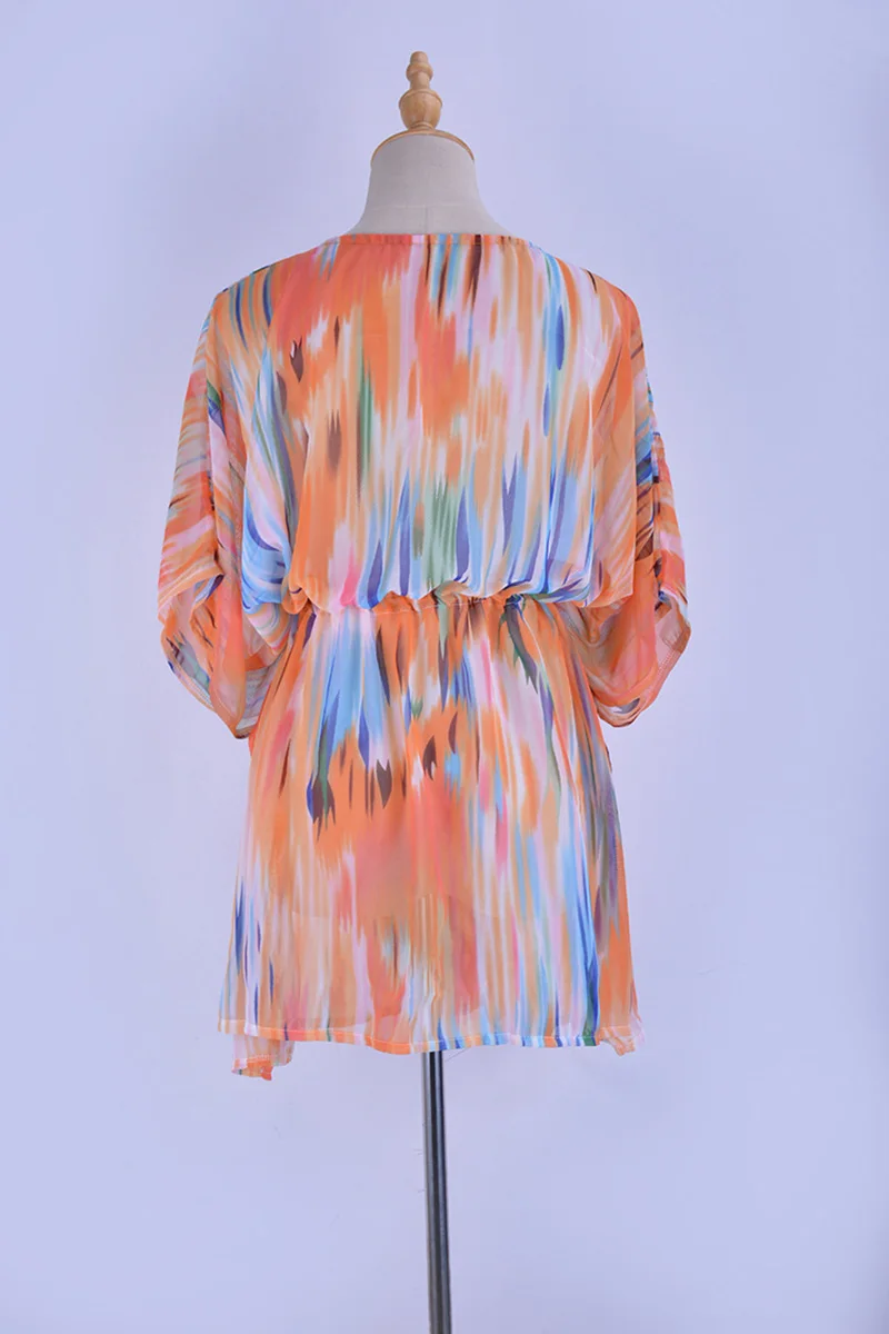 Fitshinling летнее шифоновое платье пляжное с глубоким v образным вырезом tie dye boho парео