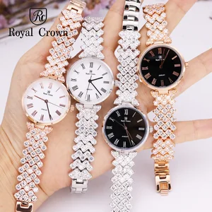 Ultra Thin Luxury Claw-setting Lady Women's Watch Fashion Crystal Hours Dress Bracelet Woman Clock Girl's Gift Royal Crown Box