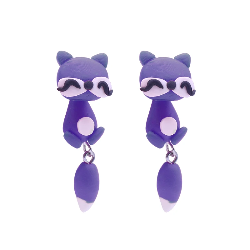 Серьги ручной работы из полимерной глины лиса Мультяшные серьги лисы Сделай Сам 4