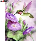 3d полная алмазная живопись фиолетовые цветы алмазная вышивка ручной работы наклейки с колибри 5d diy Алмазные Фотографии Стразы
