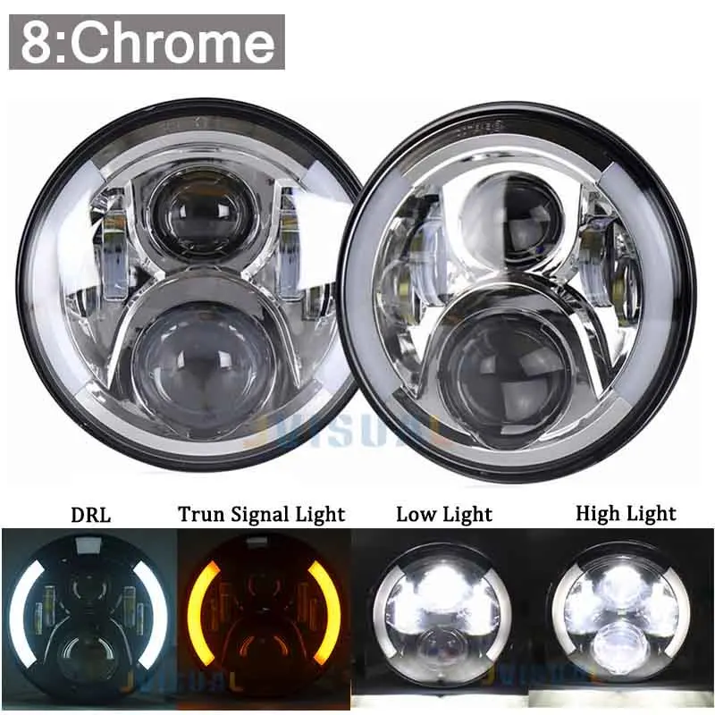 60W(8Chrome) 2 шт. " 45 Вт светодиодный головной светильник для Jeep CJ/Wrangler JK светодиодный светильник для Land Rover Defender Lada 4x4 Niva H4 H13 головной светильник s - Испускаемый цвет: 60W(8Chrome)