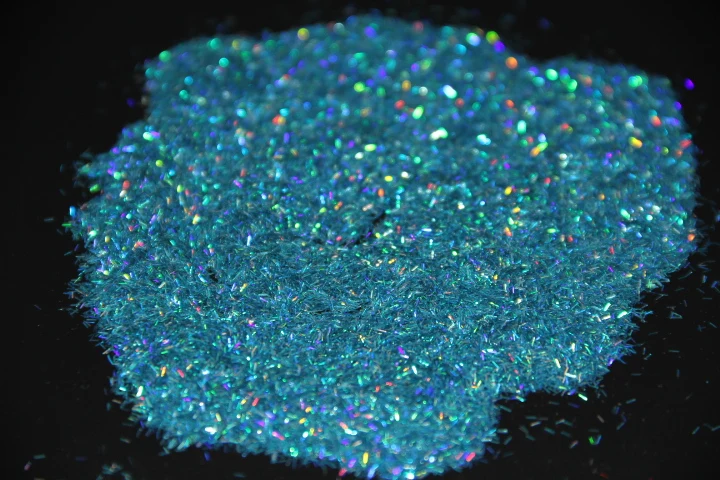 Голографические стойкие к растворителям синие блестки блестящие полоски