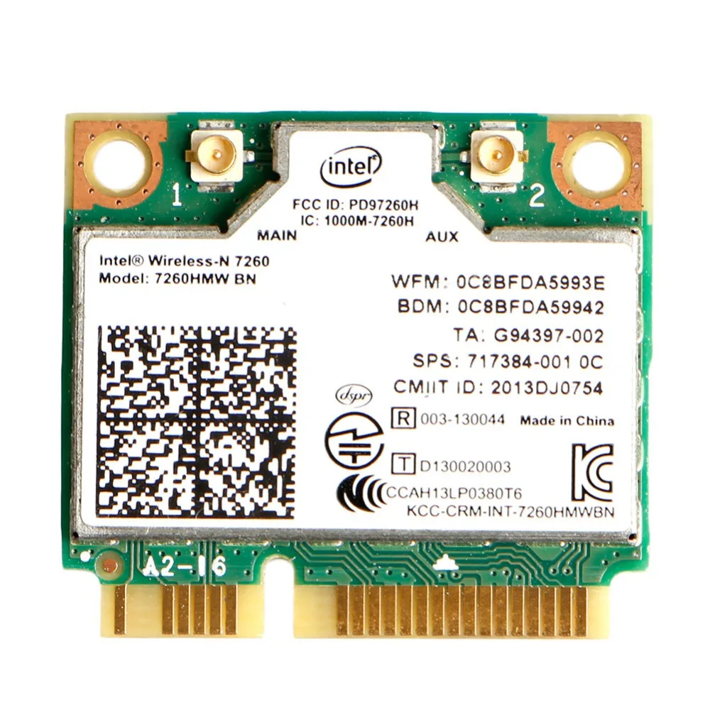 Карта беспроводного адаптера для Intel 7260HMW BN 802.11n Wireless N 7260 PCI-E Half Mini Card 717384-001 717384 HP |
