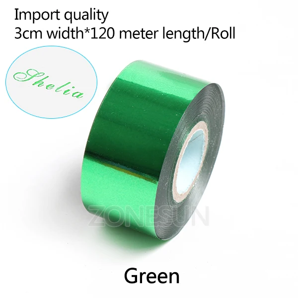 3cm green ZONESUN 3 см золото серебро Красная роза горячего тиснения фольги бумага прозрачный цвет ширина/рулон Индивидуальный размер DTY латунная форма фольга 120 м - Цвет: 3cm green