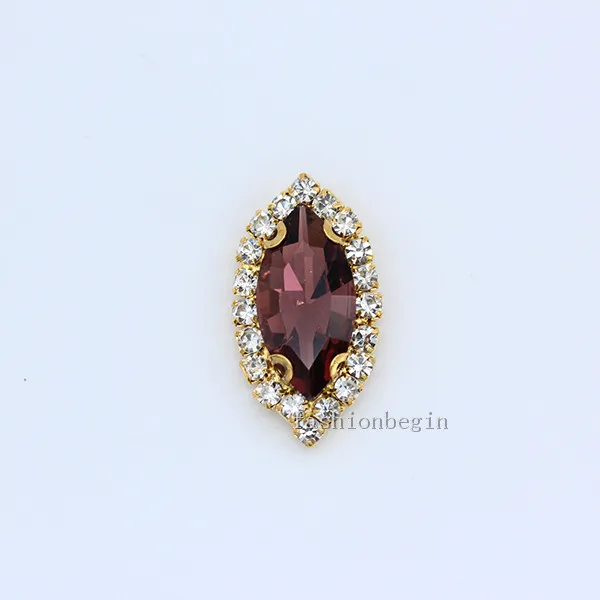 mid amethyst 6p 7x15 мм navette Цвет Плоский костюм платье камень Пришить граненый кристалл Стекло Стразы Диаманте отделка аппликация золото коготь кнопка - Цвет: mid amethyst