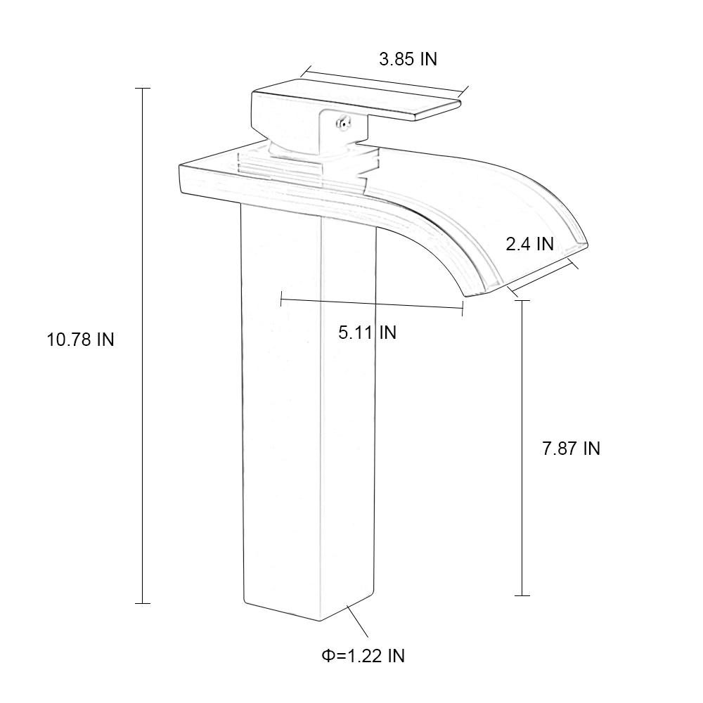 

Bathroom Sink Faucet Basin Sink Mixer Tap Black Brass Glass Waterfall Hot and Cold Water Bar Faucet Ceramic Single Hole Handle