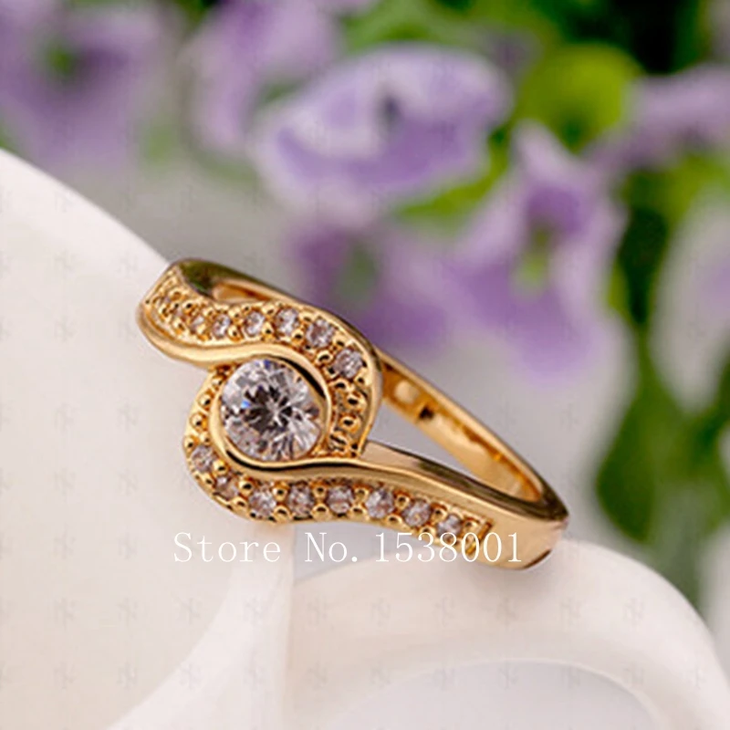 Пасьянс штампованное желтое золото GP женское кольцо размер 7 обручальное