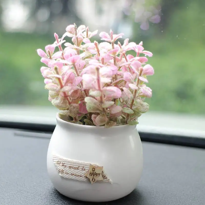 

Car Simulation Plant Ornaments Lovely Green Plant Chrysanthemum Rose Lavender Car Decor