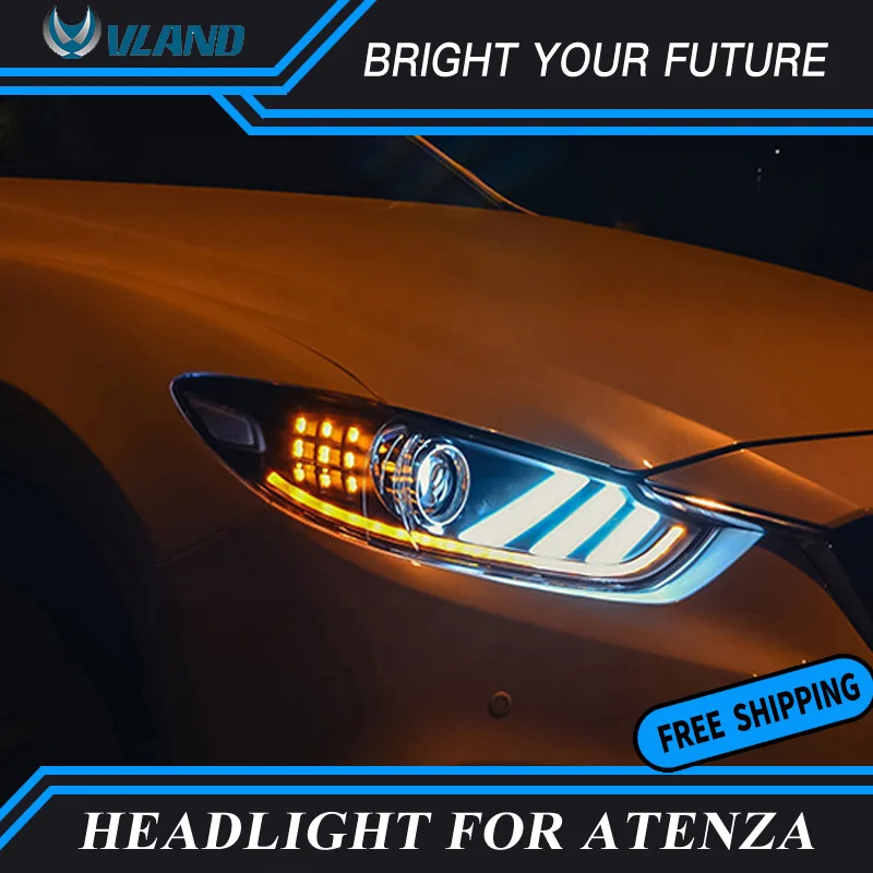 Светодиодный налобный фонарь для mazda 6 ATENZA 2013 2014 2015 2016 drl поворотный сигнал|Фара