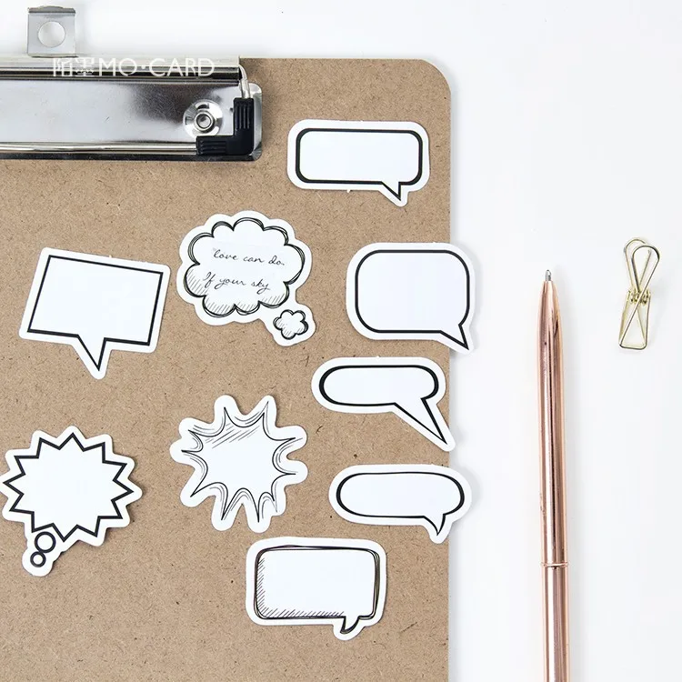

45Pcs/Set Black and White Dialog Box Paper Sticker Decoration DIY Handmade Arts Craft Sticker Christmas gift