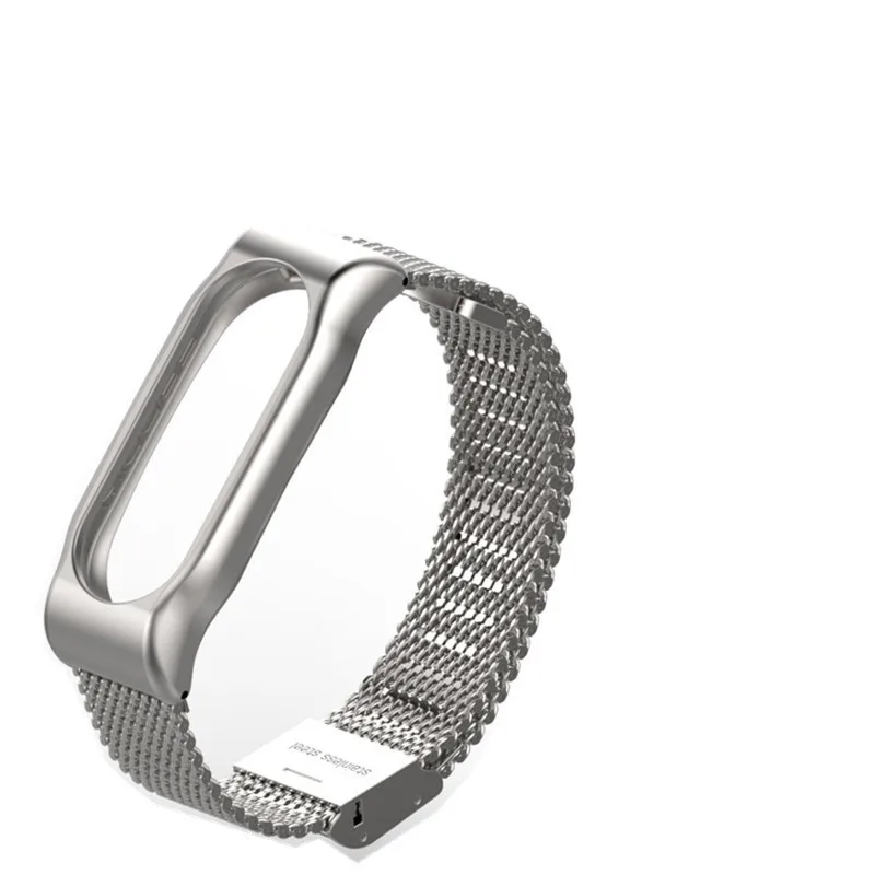 Series2 Silver Металлический ремешок Mijobs для Xiaomi Mi Band 2 ремешка браслет из нержавеющей стали кожаный Смарт-браслет Сменные аксессуары для Mi Band 2 - Цвет: Series2 Silver