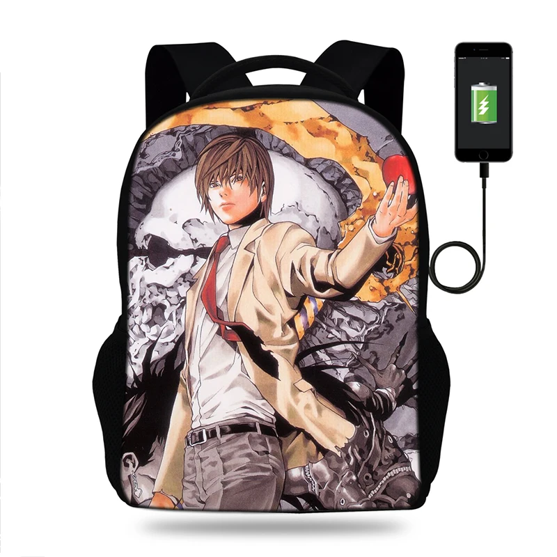 Аниме Death Note Рюкзак Школьные сумки Mochilas подростков для мужчин wo Мужчин's Backpacs