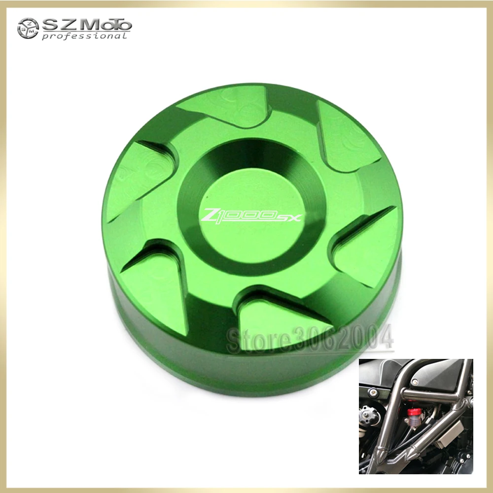 

For Kawasaki Z1000SX Z 1000SX 2011-2019 2018 Green Motorcycle Accessories Rear Brake Fluid Reservoir Cover Cap CNC With Logo
