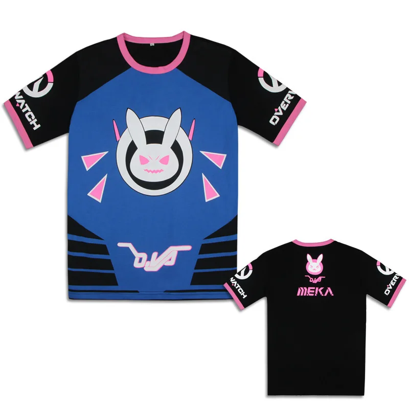 Игра OW D.VA кролик Хэллоуин вечерние НКА повседневные футболки косплей Dva унисекс с