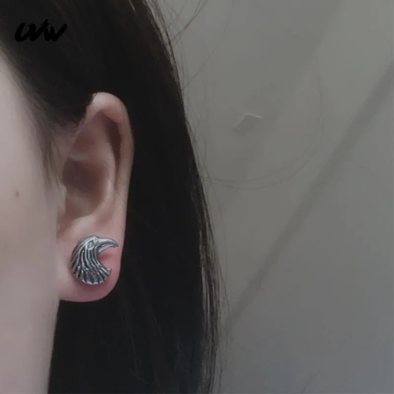 UVW106 2 шт Модные Винтажные серьги-гвоздики из нержавеющей стали с головой орла для