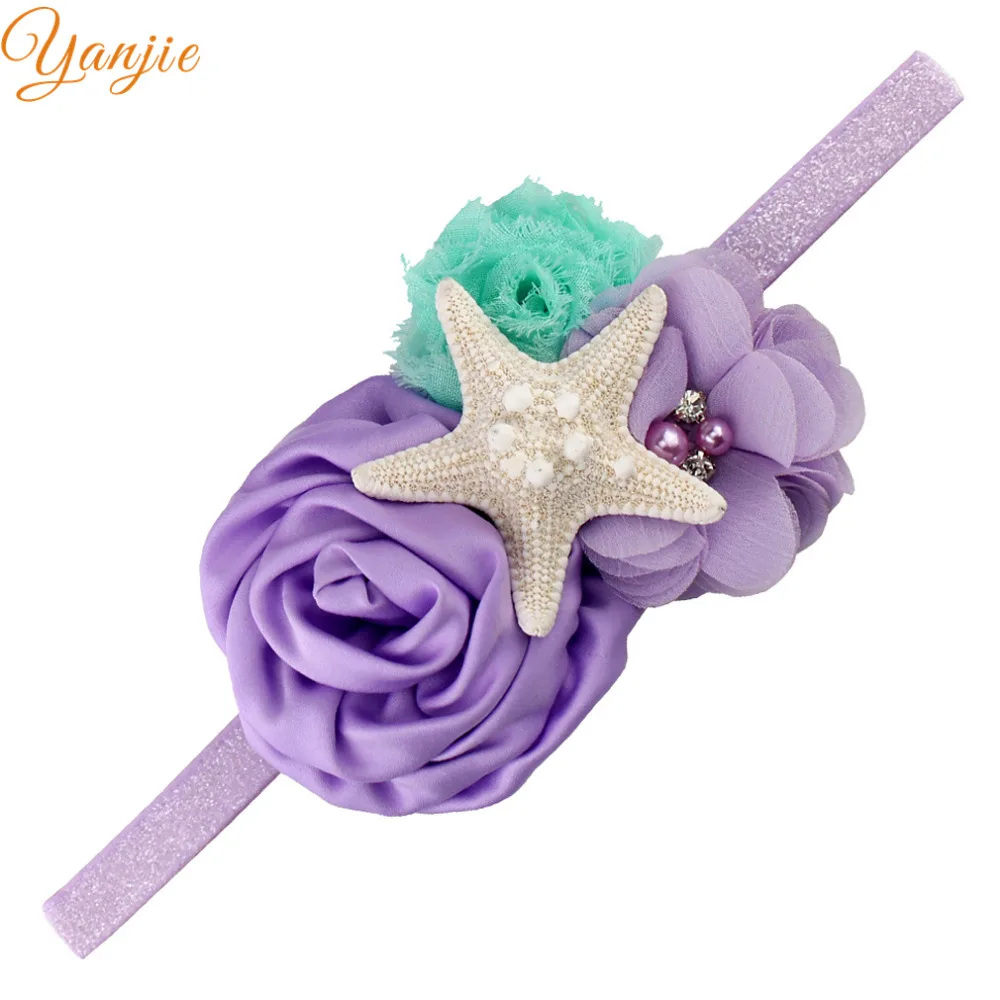 Детская атласная лента для волос с морскими звездами|flower hair accessories|hair accessorieselastic