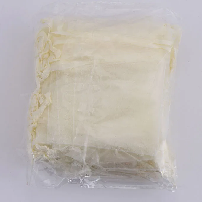 Случайные Смешанные цвета упаковки ювелирных изделий Organza Сумки Из Органзы 7x9 см, свадебные подарочные сумки и мешки, 50 шт./партия - Цвет: Beige