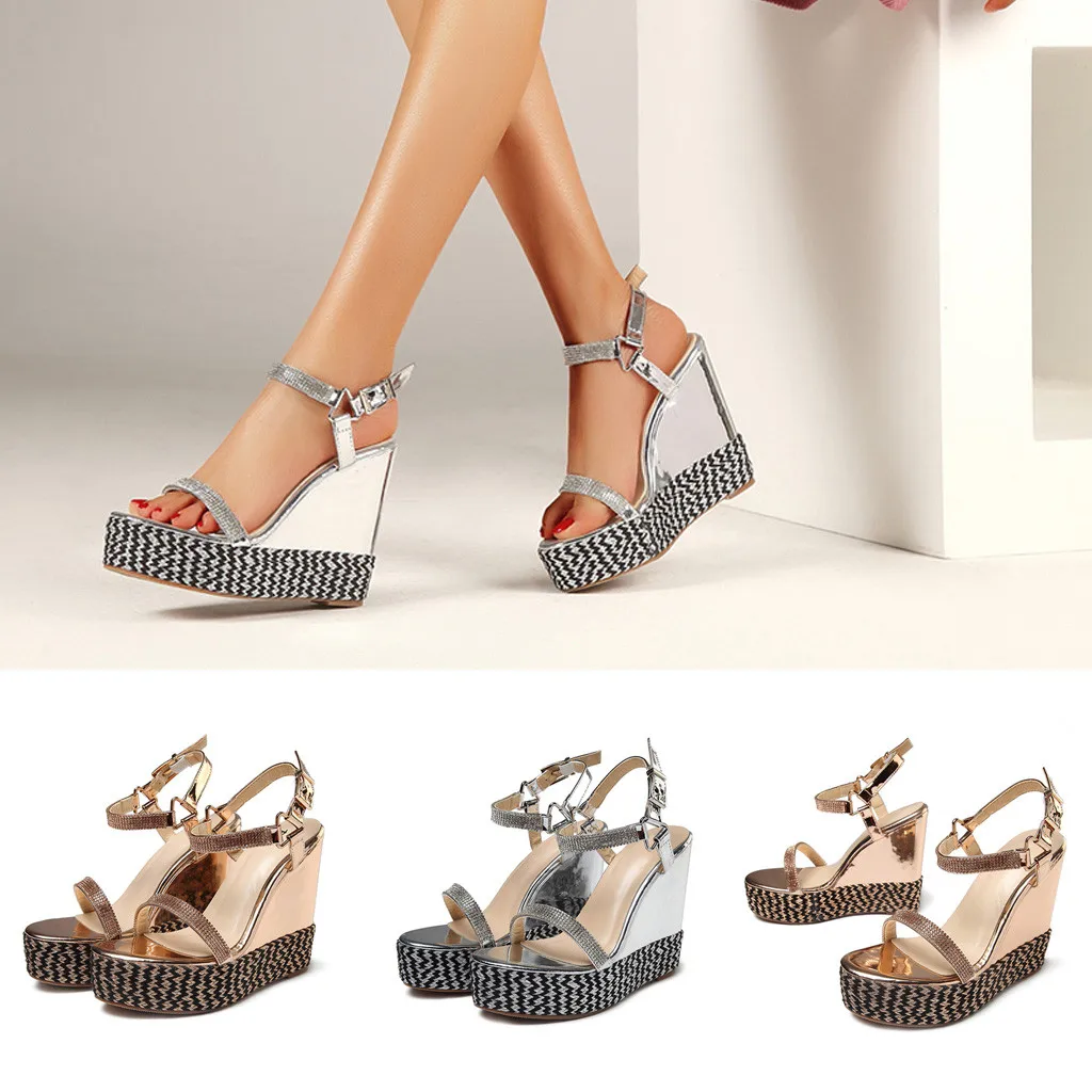 Модные женские водонепроницаемые сандалии на платформе с пряжкой обувь танкетке