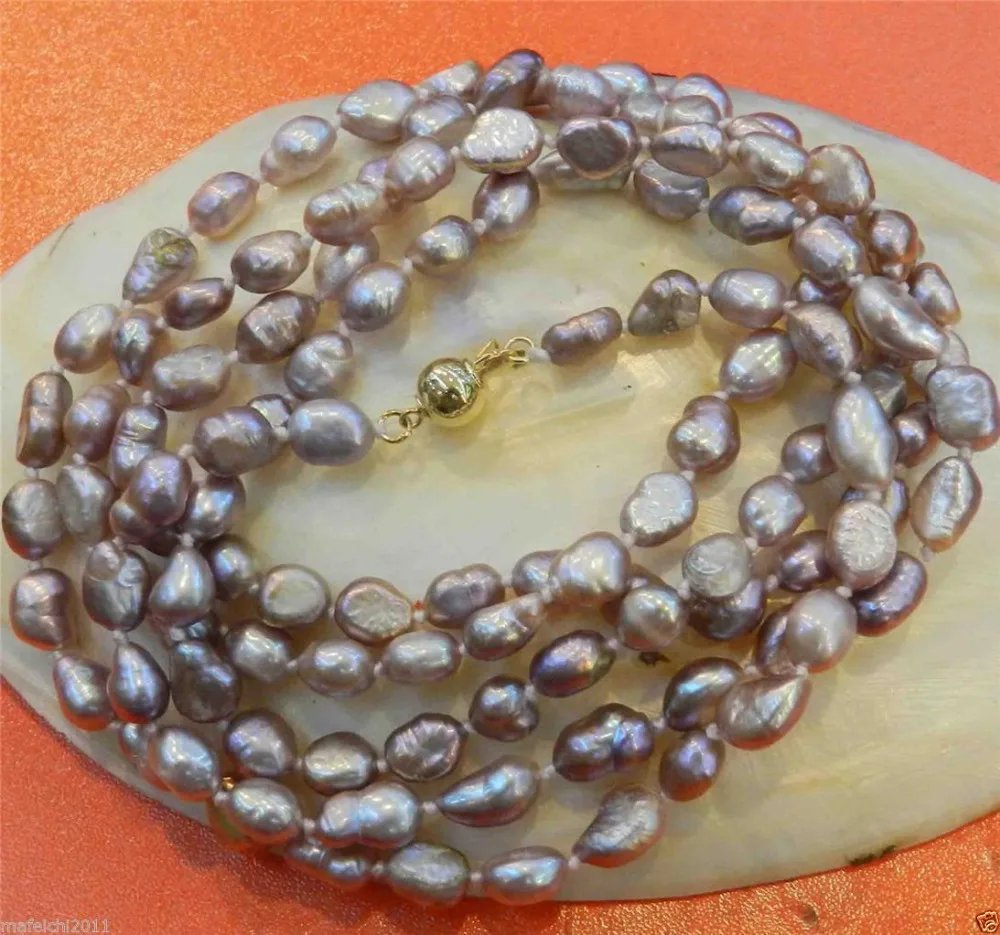 

Selling Jewelry>> LONG 48 INCHES 7-9MM PURPLE freshwater Cultured PEARL NECKLACE