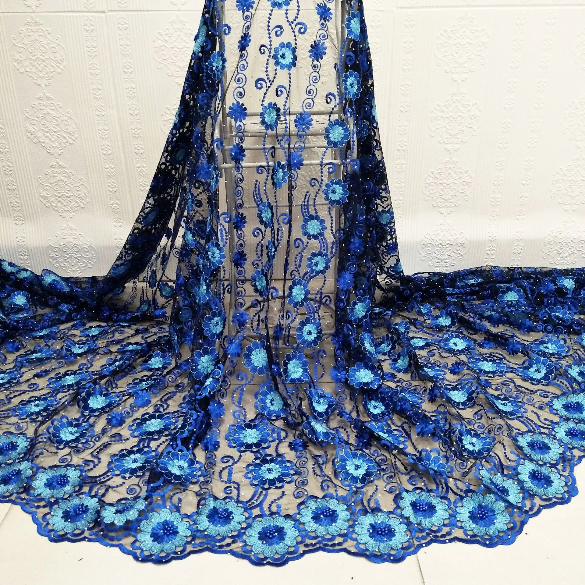 

african net lace embroidery french lace 5 yards nigeria stone lace fabric for women wedding party lace dress