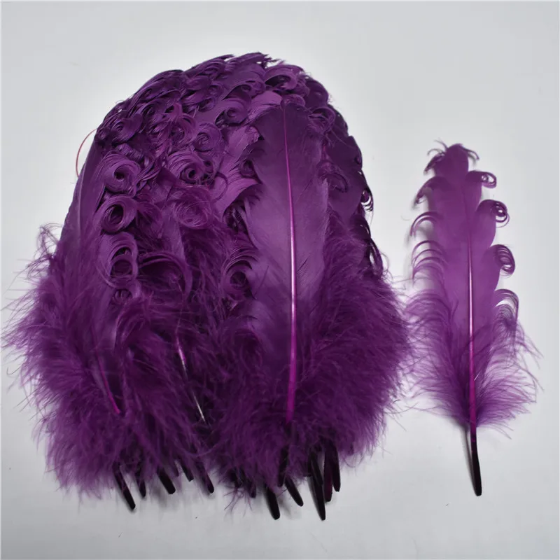Purple Red Армейское зеленое завитое гусиное перо 100 шт 13-18 см DIY декоративные перья для рукоделия костюмы на Хэллоуин/шляпа декоративные плащи - Цвет: Purple Red