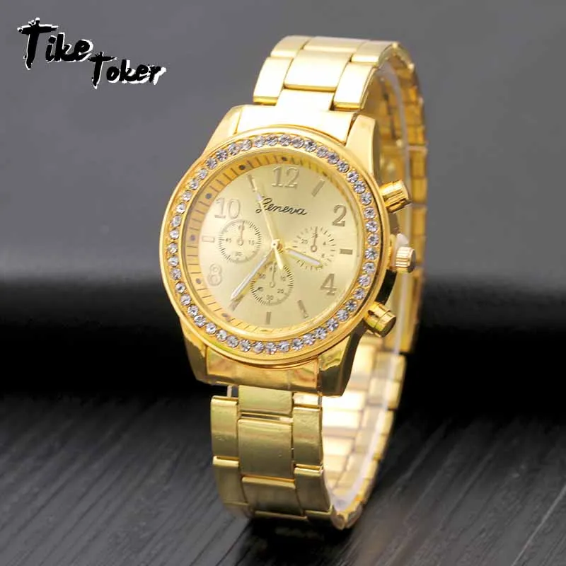 

Montre Femme Luxury Rose Gold Women Watches geneva diamond watch Metal Steel Alloy Clock Lady Male Wristwatches relogio feminino