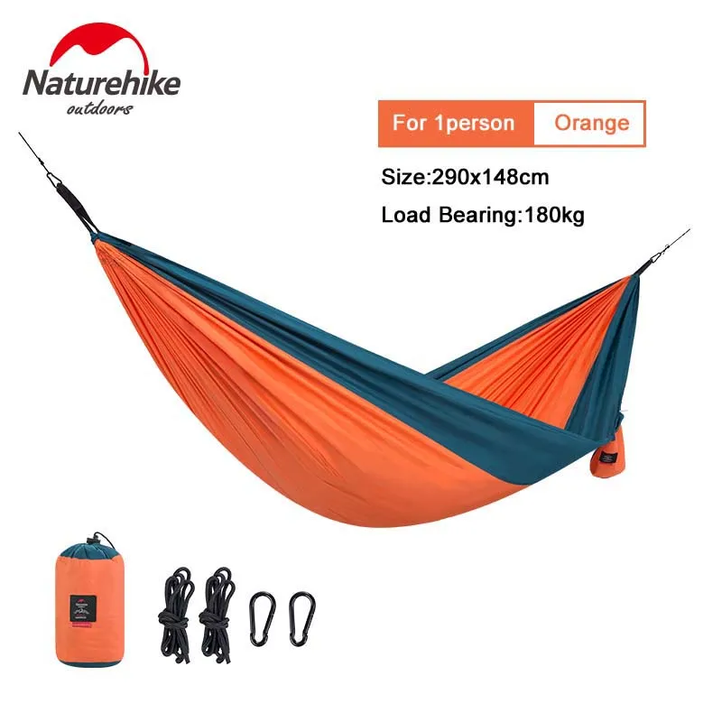 Single Orange NatureHike Сверхлегкий портативный висячий спальный кровать открытый складной Кемпинг Туризм путешествия гамак для отдыха - Цвет: Single Orange