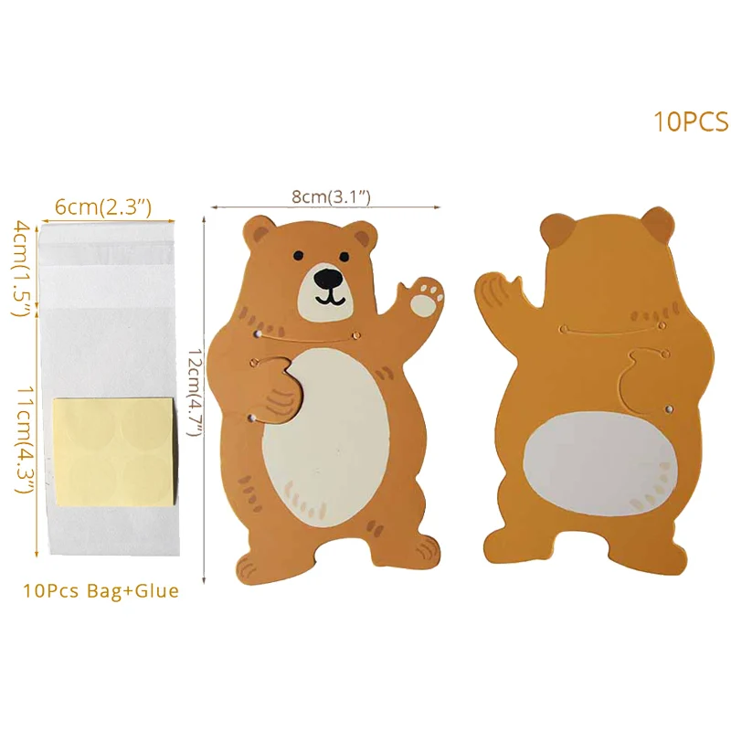 

Картонные мешочки для сладостей животные 10 шт