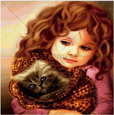 5D DIY Алмазная картина для маленьких девочек и милых котов вышивка крестиком