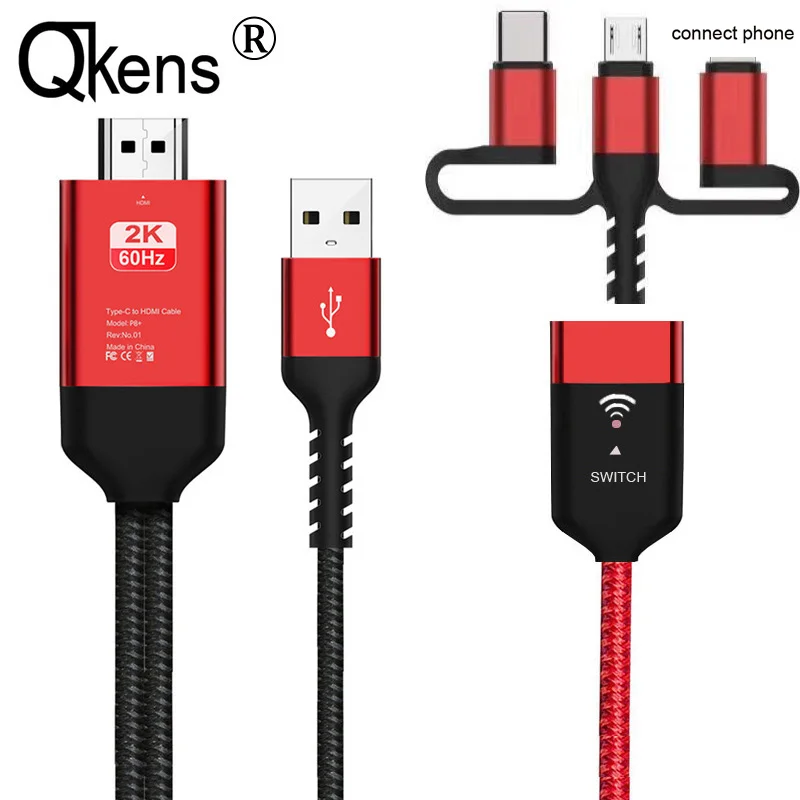 2K HDMI беспроводной Wifi зеркальный Кабель-адаптер для iPhone 11 Pro MAX XS XR 6 7 8 samsung S9 iOS Micro usb type C Android Phone to tv