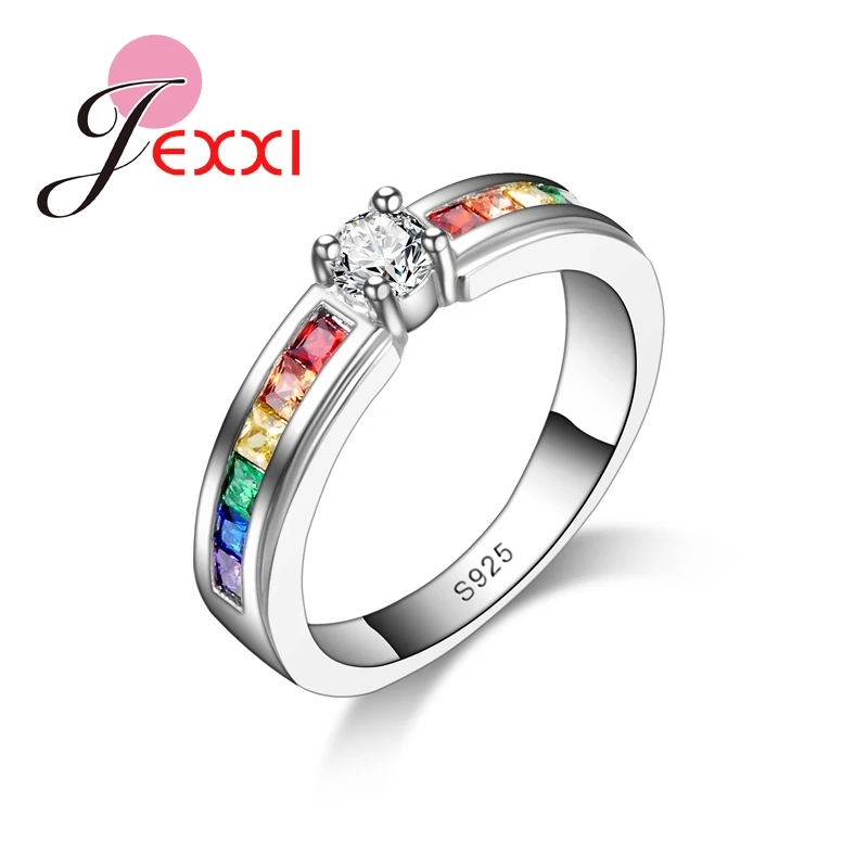 

Simple Mixed Cubic Zirconia Rings For Women 925 Sterling Silver Wedding Bands Jewelry Engagement Proposal Ring