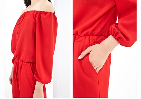 С Поясом! 2016 Новый Осень Шифон Широкую Ногу Женщины Комбинезон Длинным Рукавом