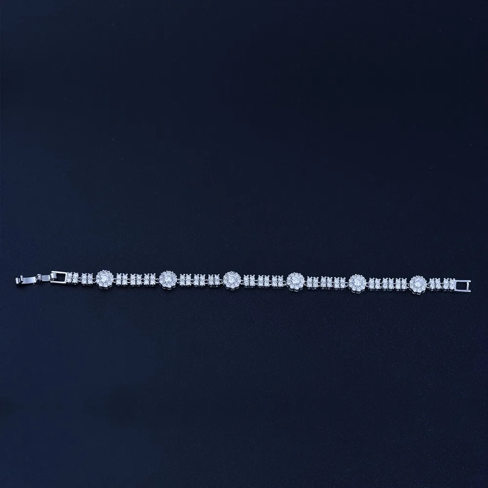 LUOTEEMI Brand Luxury Round High Quality AAA Cubic Zircon Link Chain Charming Bracelet for Women Wedding Bangle Jewelry Gifts | Украшения и