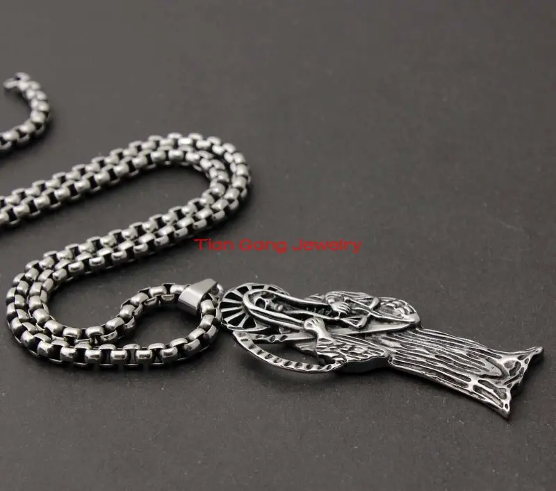 Лидер продаж 2015 серебряный цвет святая смерти Санта Муэрте Череп Байкер Подвеска