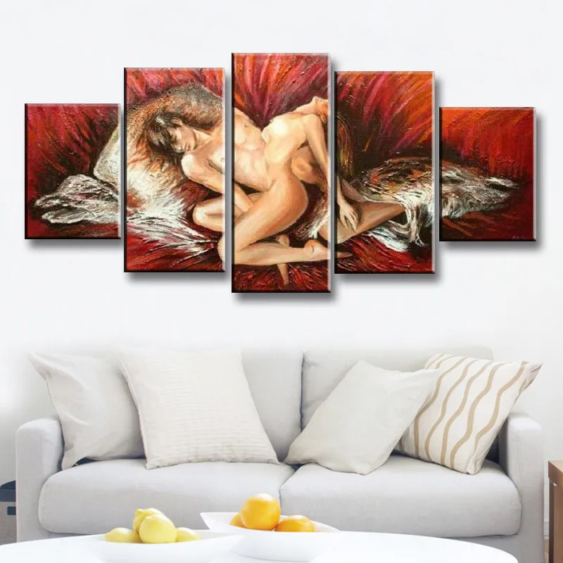 100%Hand-painted Texture Human Art Oil Painting 5pcs/set Abstract on Canvas For Living Room office Decoration(Free shipping) | Дом и сад