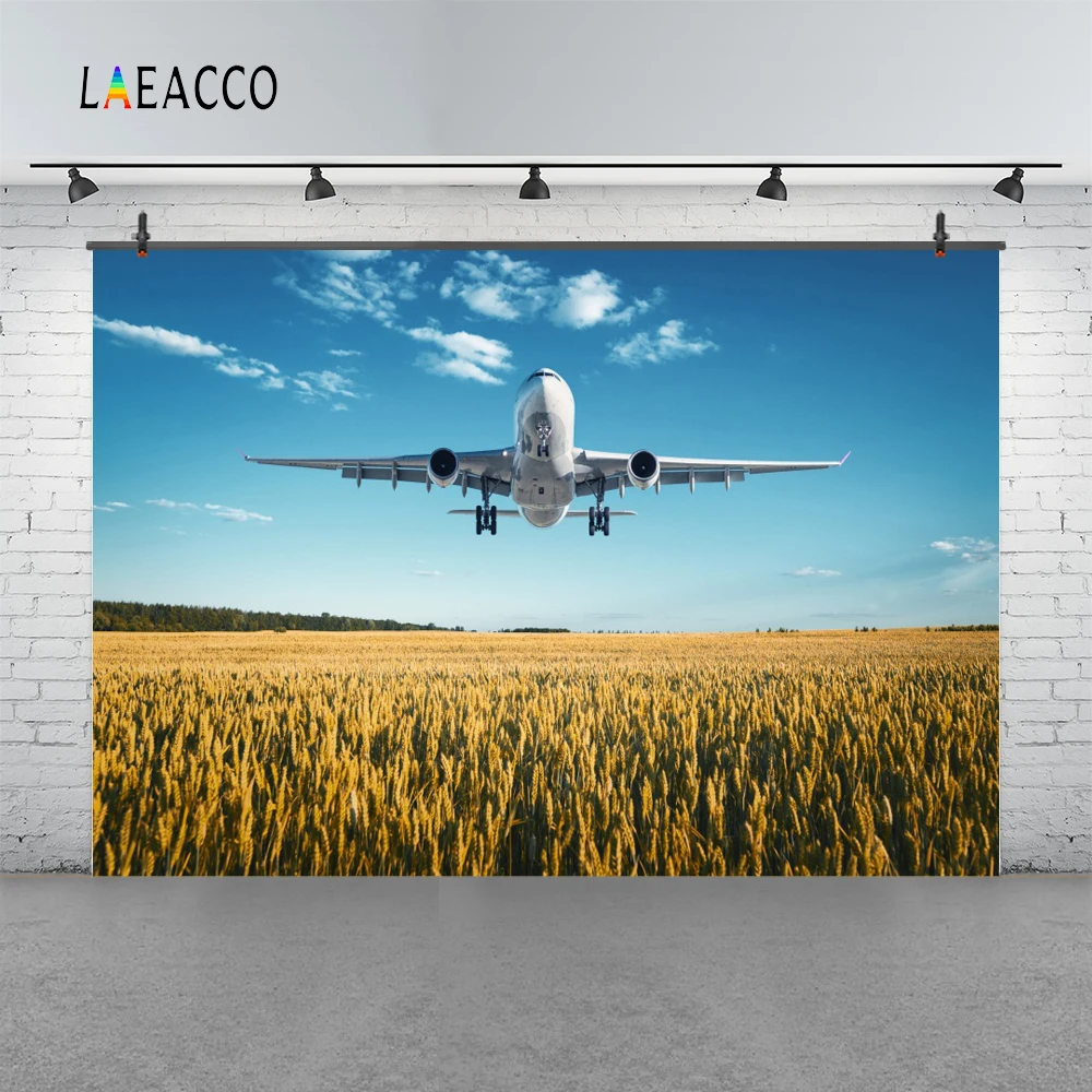 Фотофоны Laeacco с самолетом для съемки в городах пасмурная детская сцена