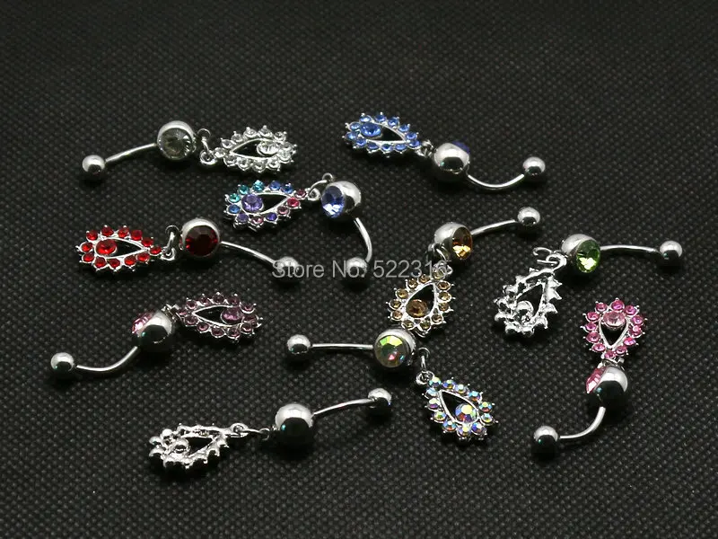 Хрустальные капли воды Овальный мотаться живота кольцо 10 шт. Разноцветные