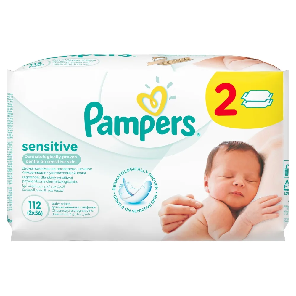 Влажные салфетки Pampers Sensitive 112 шт.|wet wipes|pcs |