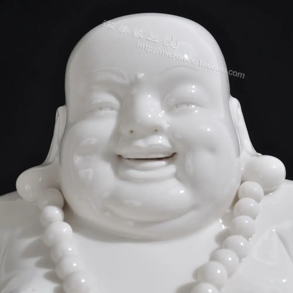 

Micro beautiful 10 inch 12 inch sitting on the lotus like Maitreya white porcelain ornaments Chinese Buddhist Bodhisattva opened