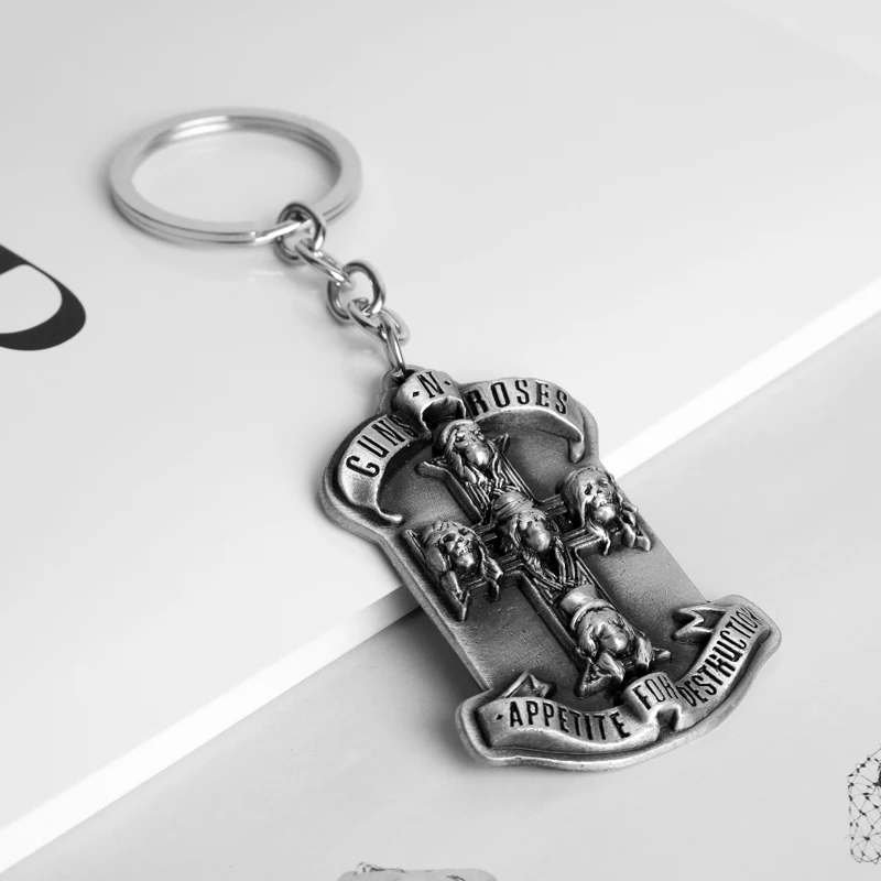 MQCHUN Новая мода 2 Цвета сплав НРГ Seriers брелок Guns N Roses логотип музыкальной группы
