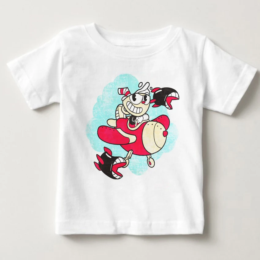 

Cuphead summer T-shirts for Boy and Girl Kid's Comfortable Breathable Premium Masked T-Shirt Children Top summer MJ