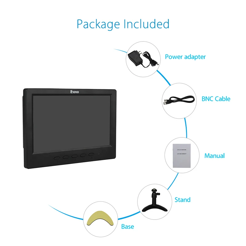 Eyoyo H716 7 дюймов tft ЖК дисплей Мониторы 1024*600 ПК аудио видео Дисплей VGA BNC HDML AV Вход CCTV